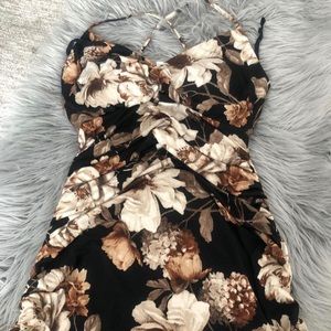 Brown floral spaghetti strap dress.Like new size M